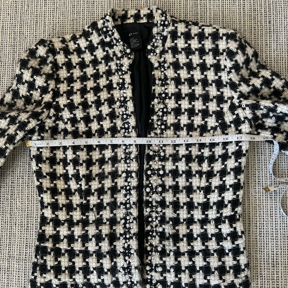 ECI Houndstooth Wool Blazer Pearl Embellished - Picture 4 of 13